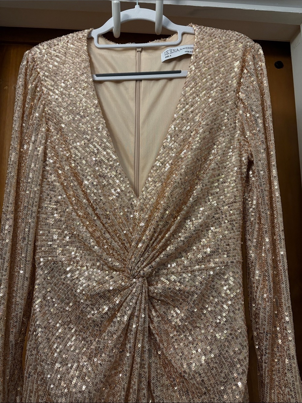 Mac Douggal 26549 Rose Sequined High Low Front Twist MIDI Size 6 NWT - Picture 4 of 10